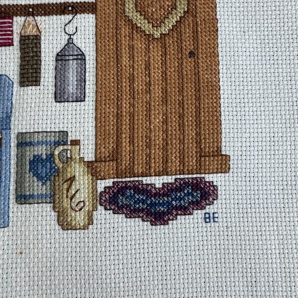 Vintage HOME HEART HAPPINESS Living Room Scene COMPLETED Cross‎ stitch - Picture 2 of 7